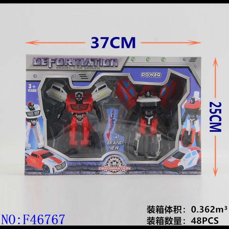 实色变形汽车人儿童玩具车变形玩具车 2款4色 趣味多变新奇地摊外贸玩具批发 F46767