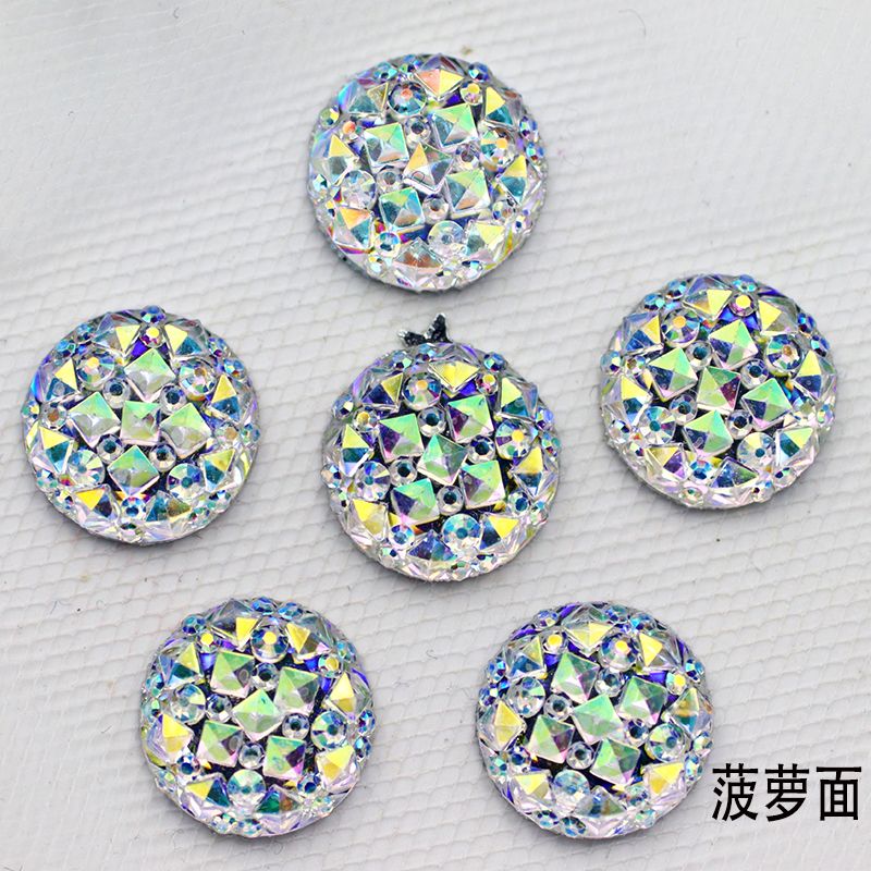 圆形树脂钻菠萝面罗纹面亚克力钻手机贴钻头饰耳饰DIY配件详情图5