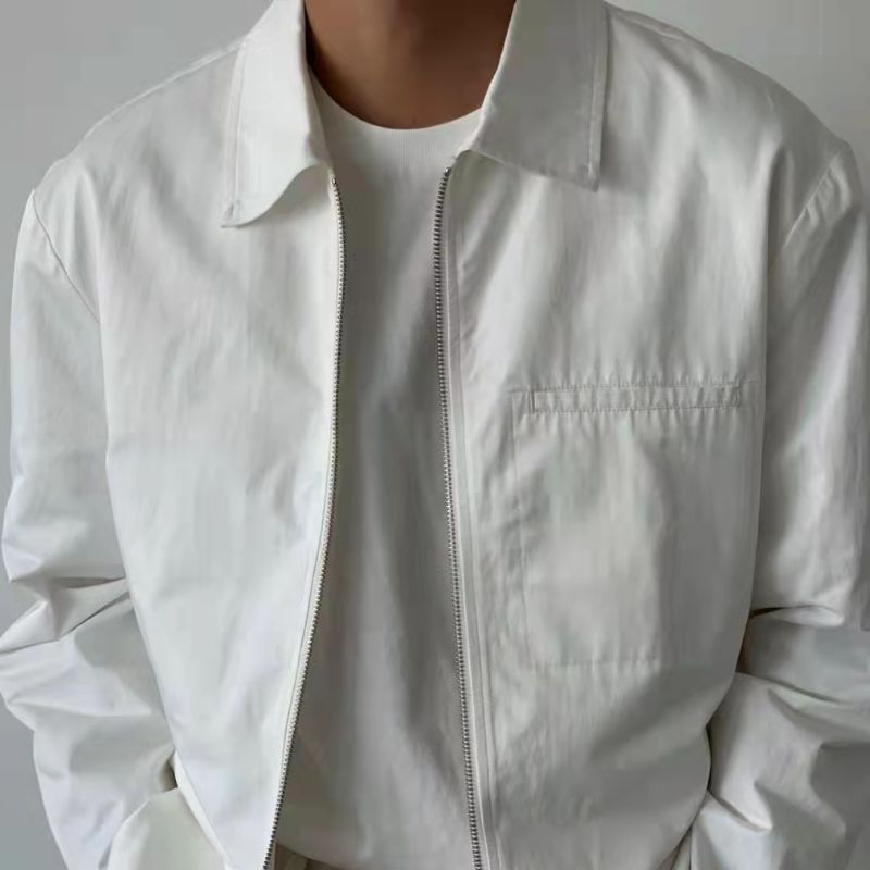 Autumn casual long-sleeved men's Hong Kong-style Japanese streetwear solid color clothes 27 Specification image