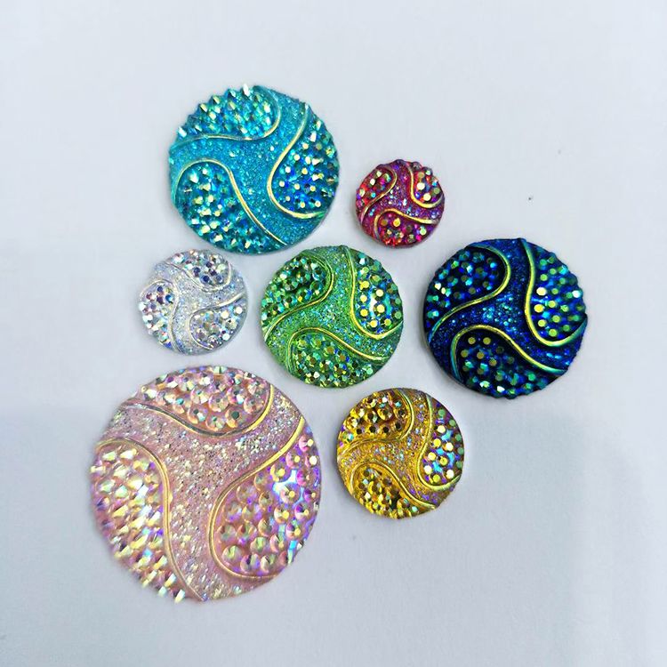 圆形树脂钻菠萝面罗纹面亚克力钻手机贴钻头饰耳饰DIY配件详情图2