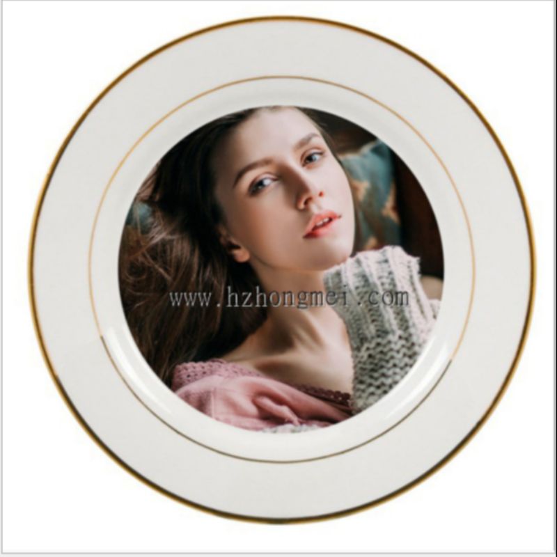 热转印月光盘子空白涂层金边盘 8寸10寸陶瓷盘个性定制图片瓷盘子