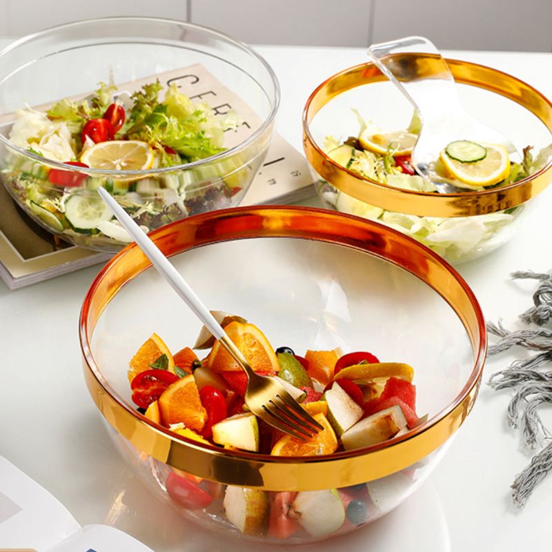 透明沙拉碗 家用蔬菜沙拉水果碗 KTV圆形透明亚克力麻辣烫沙拉碗