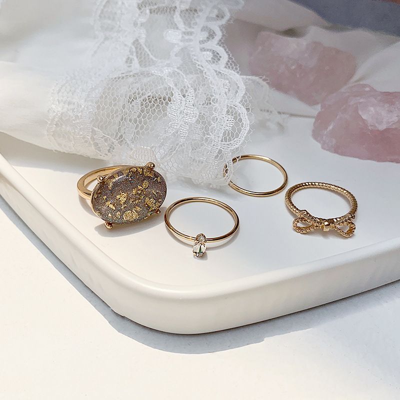 时尚个性4件套食指戒指女网红冷淡风蹦迪指环小众设计欧美戒子详情图3
