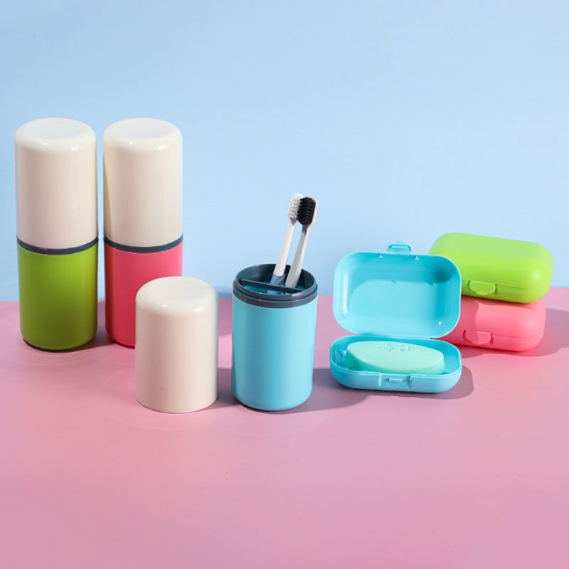 Fashionable travel toothbrush, mouthwash cup, portable and simple dental kit box, plastic brushing cup, toiletry set, storage box Item Picture