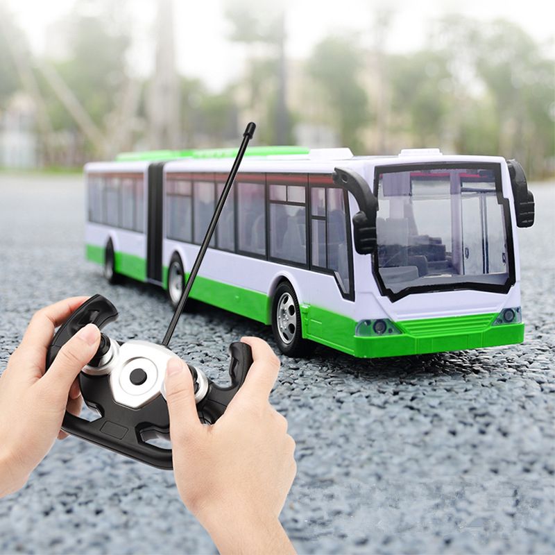Electric remote control simulation bus, extended version, children's remote control car, double-bus charging light, boys' toy details Picture