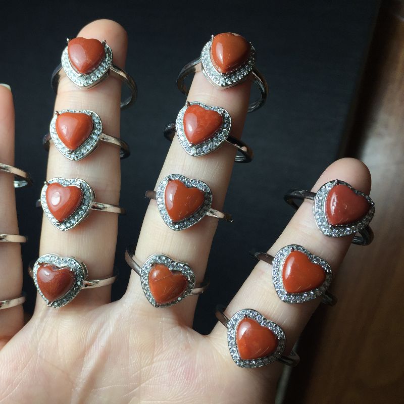 Liangcai Jing Jewelry natural Sichuan Nan Hong ring Copper set Open ring details Picture