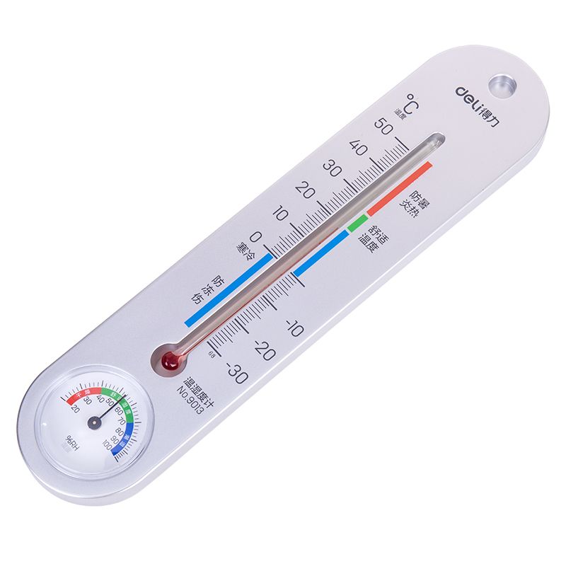 得力9013室内温度计 可悬挂 壁挂温湿度表大棚室内 家用温湿度计详情图2