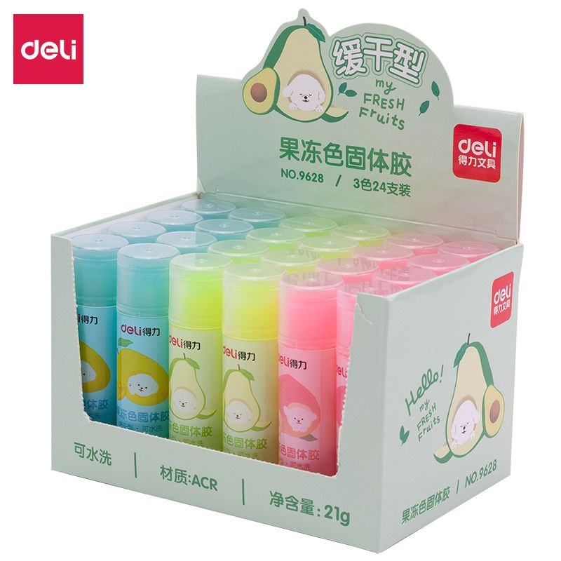 得力9628果冻色固体胶