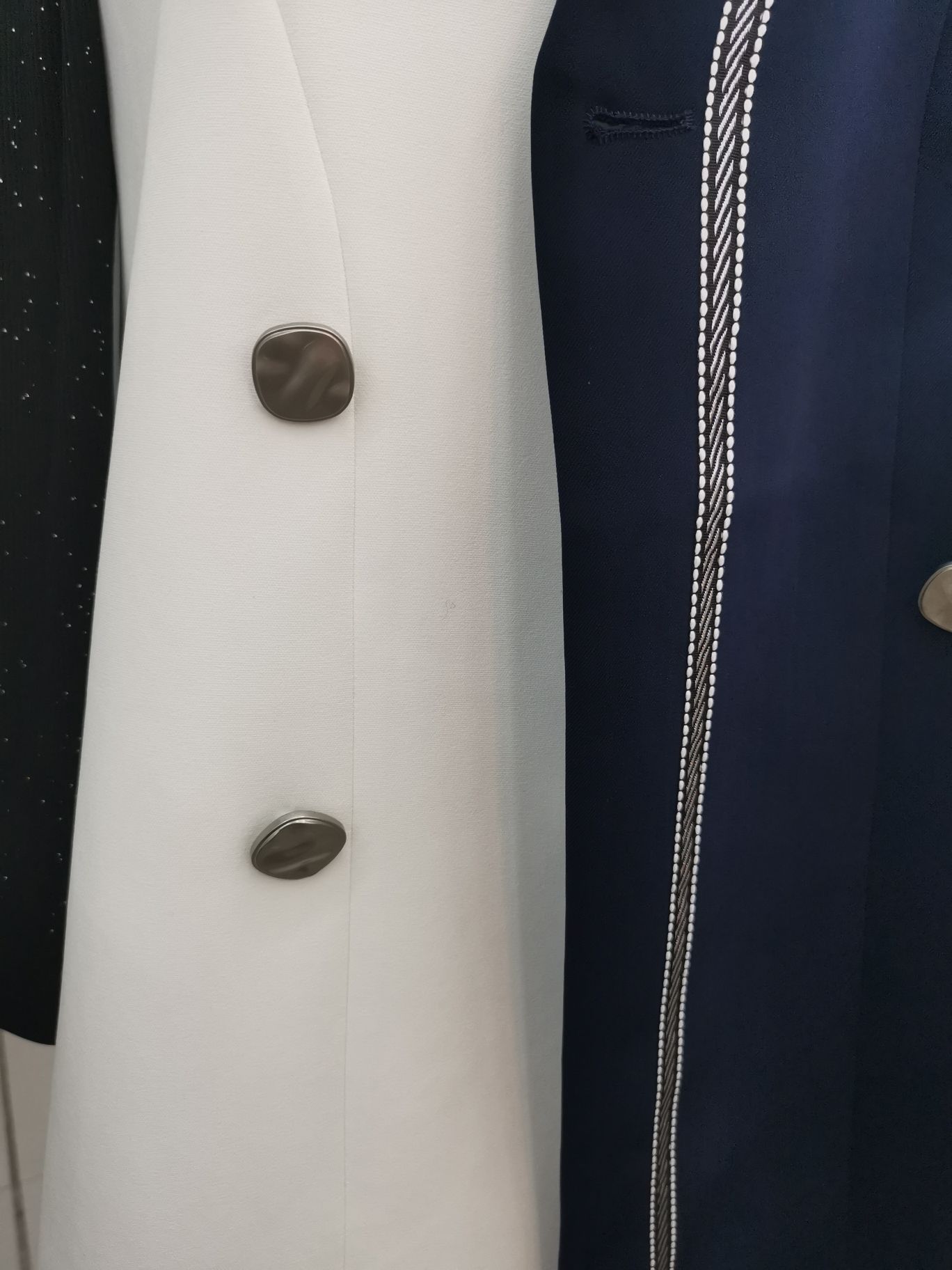 Blue And White Fashion Sleeveless Vest Trench Coat Casual Fashion Clothing Women's Long Top Coat details Picture