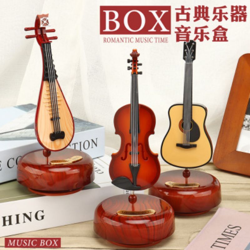 古典乐器八音转大提琴音乐盒家居酒柜摆件中式琵琶八音盒家居装饰详情图2