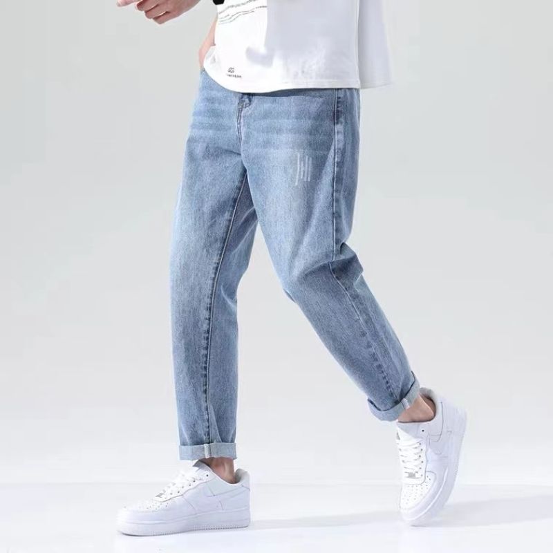 Spring and autumn men's trendy jeans brand pure cotton Korean-style casual pants details Picture