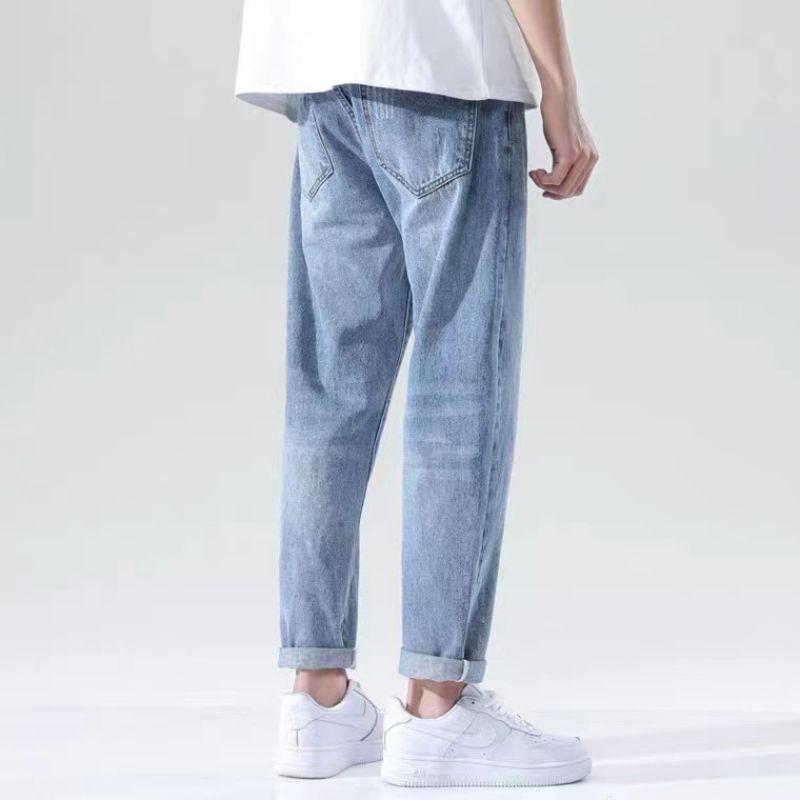 Spring and autumn men's trendy jeans brand pure cotton Korean-style casual pants