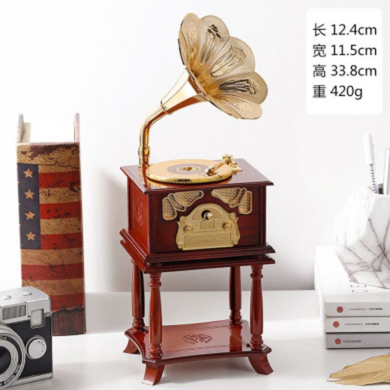 Bocina clásica antigua fonógrafo caja de música vintage decoración del hogar decoración regalo creativo con asiento Application Scenario