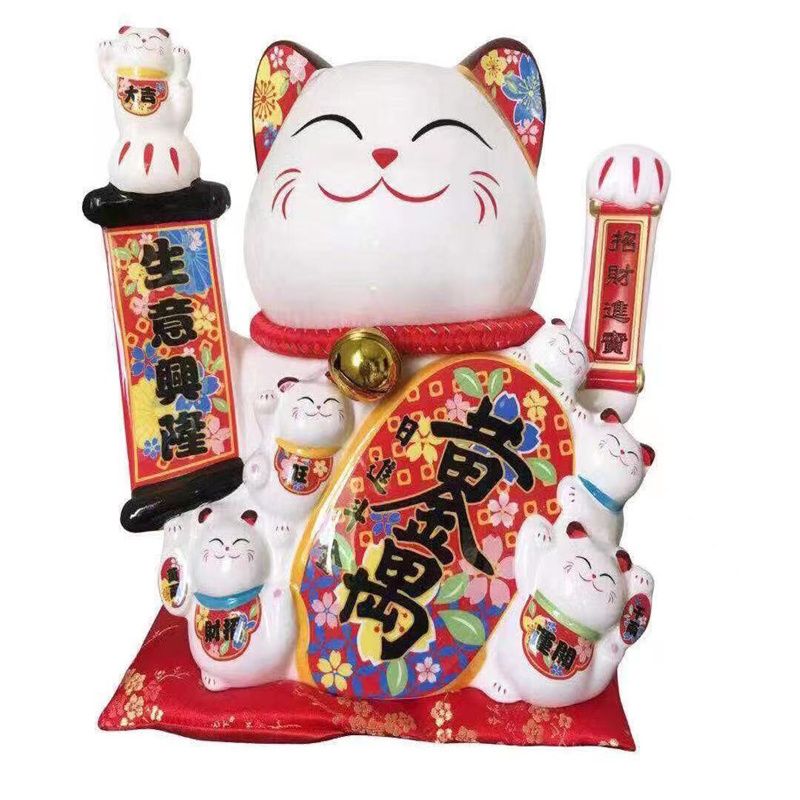 南泰黄金万两13寸插电放电磁两用摇手猫开业礼品家居客厅创意摇手猫