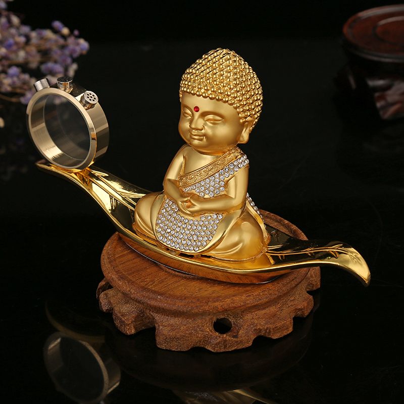 Wholesale of car accessories: Metal golden leaf Buddha Guanyin Thousand Hands Car decoration items details Picture