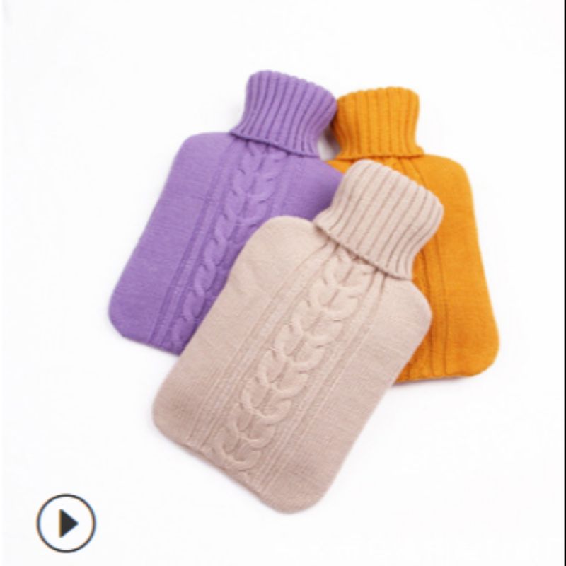 Solid color hot water bottle knitted cover warm water bag cover