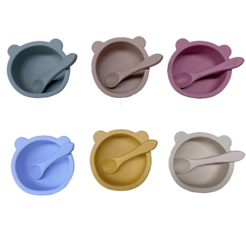 Silicone suction cup baby food bowl