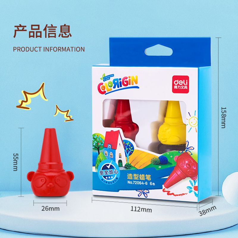 Deli 72064-6 6-color finger crayons Specification image