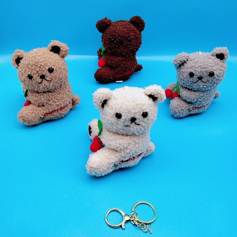 New online red cherry bear plush toy pendant cute doll bag pendant children gift wholesale