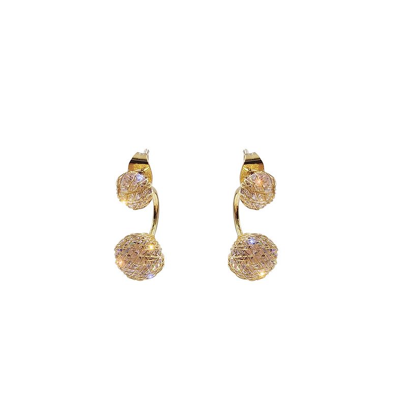 The multi-style grid zircon round stud earrings are a unique and trendy accessory for women with a light luxury and high-end feel in 2021 Item Picture