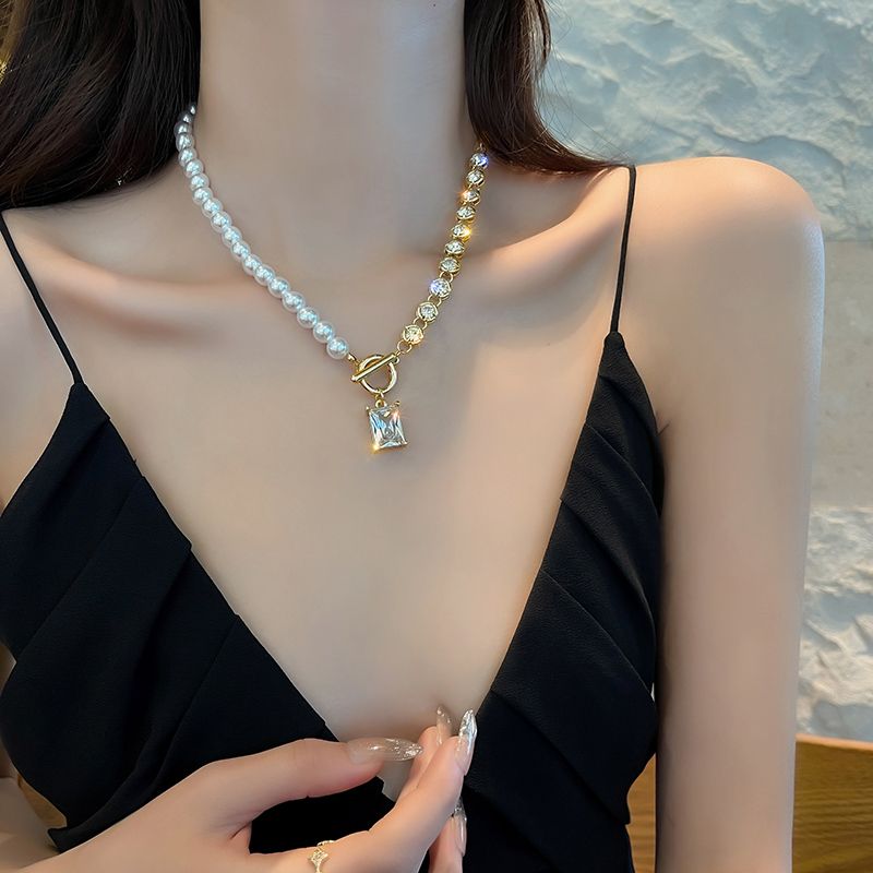 珍珠拼接项链/闪钻产品图