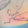 Princess's accessory collar ~ A niche design sense of light luxury, butterfly sparkling diamond water drop necklace necklace, pearl accessory for women Application Scenario