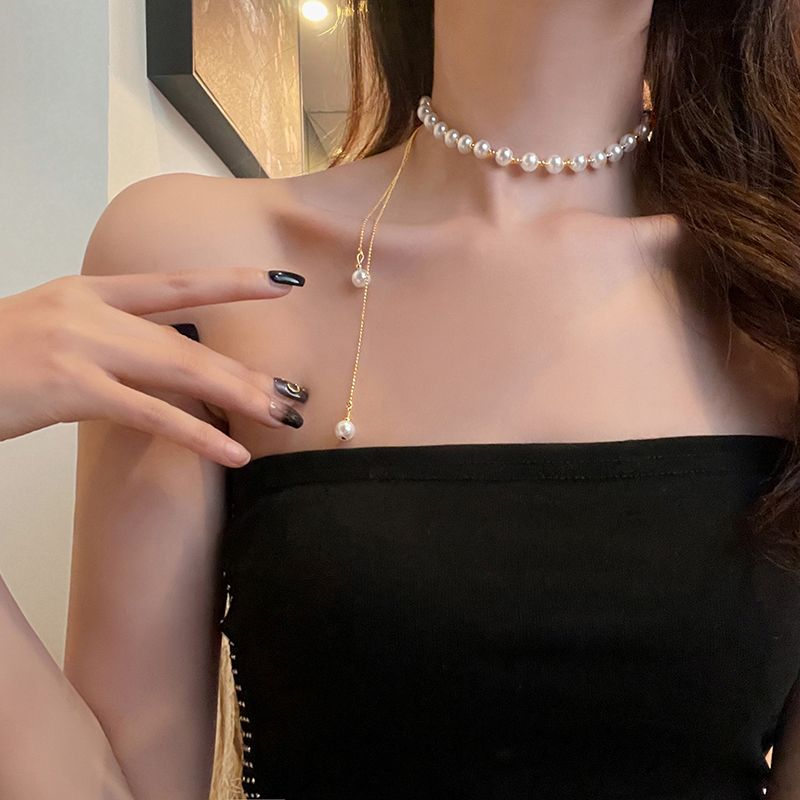 Pearl necklace collarbone chain fashion style 2021 New light luxury and niche design sense ins accessories