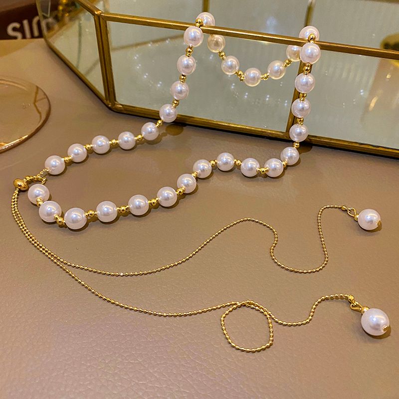 Pearl necklace collarbone chain fashion style 2021 New light luxury and niche design sense ins accessories Specification image
