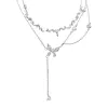 Princess's accessory collar ~ A niche design sense of light luxury, butterfly sparkling diamond water drop necklace necklace, pearl accessory for women Item Picture