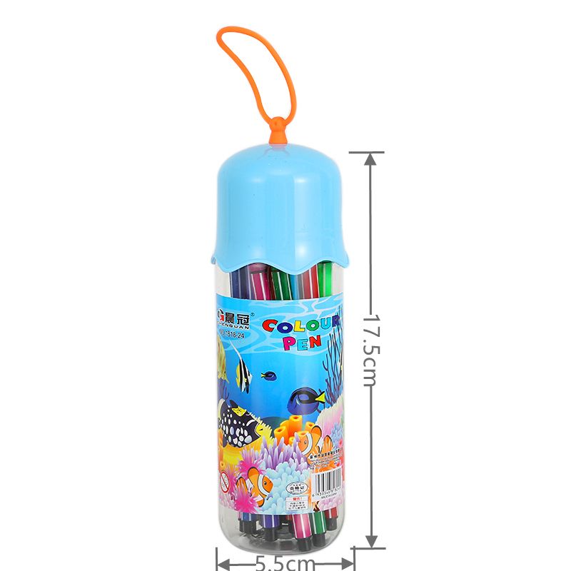 厂家直供儿童美术用品绘画彩色笔套装12/36色桶装儿童水彩笔画笔详情图4