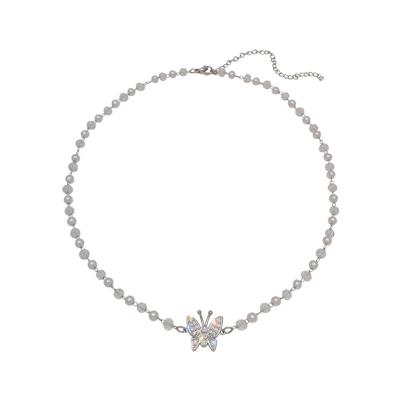 A stylish French pearl bow necklace for women's summer 2021, a trendy, light luxury and niche collarbone chain Item Picture
