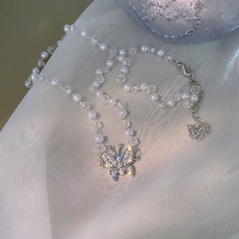 A stylish French pearl bow necklace for women's summer 2021, a trendy, light luxury and niche collarbone chain Specification image