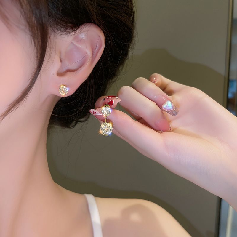 The multi-style grid zircon round stud earrings are a unique and trendy accessory for women with a light luxury and high-end feel in 2021