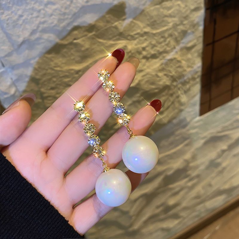 Earrings, Korean style, Internet celebrity earrings, women's pure silver 2020 new trendy pearl tassel long earrings and earrings Specification image