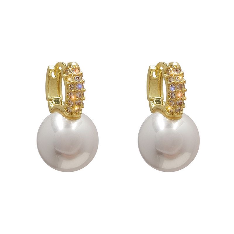 Micro-inlaid zircon pearl earrings, a new 2021 trendy, light luxury and high-end earpiece, a popular autumn ear stud for women Item Picture