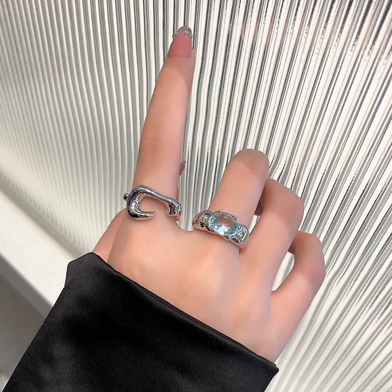 欧美高级感宝石轻奢指环时尚小众设计食指戒冷淡风戒指女