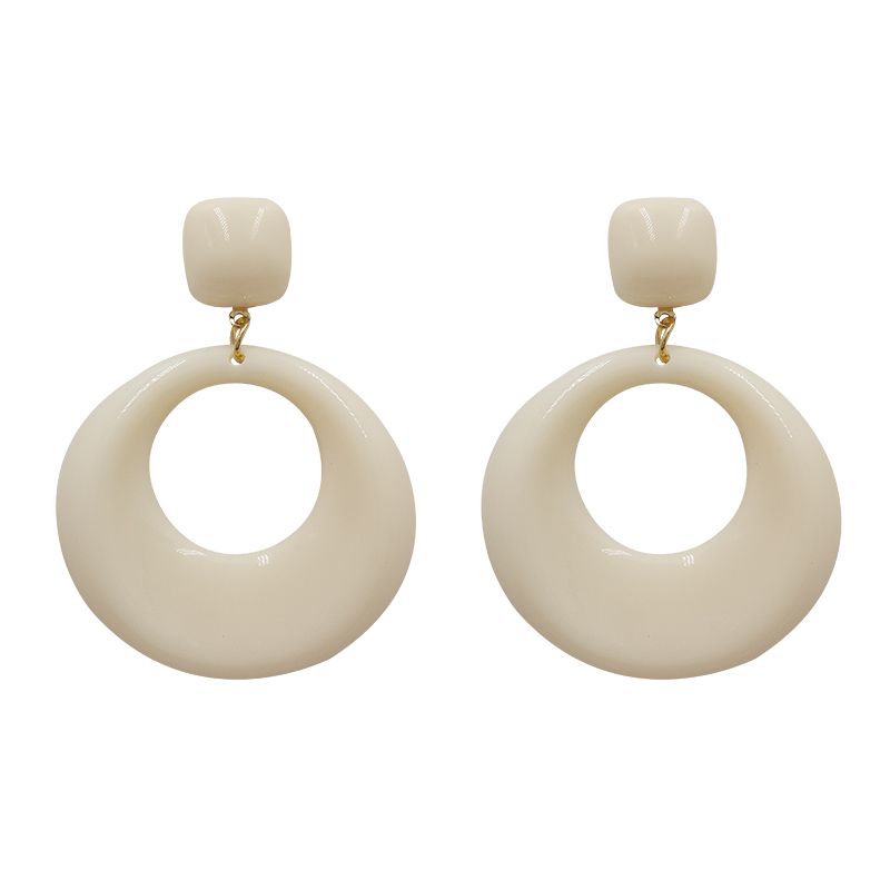 The colors of autumn ~ Retro Showa oil painting, court-style French large ring, exaggerated modern acrylic earrings and earrings Item Picture