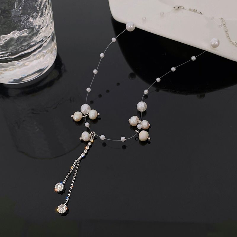 Mermaid's Tears ~ Natural Pearl Sparkling Diamond Tassel Necklace for Women, a new 2021 light luxury and niche short necklace Application Scenario