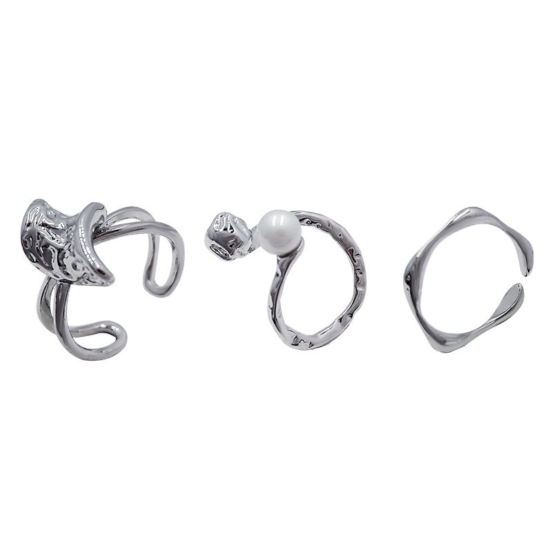 珍珠戒指套装白底实物图