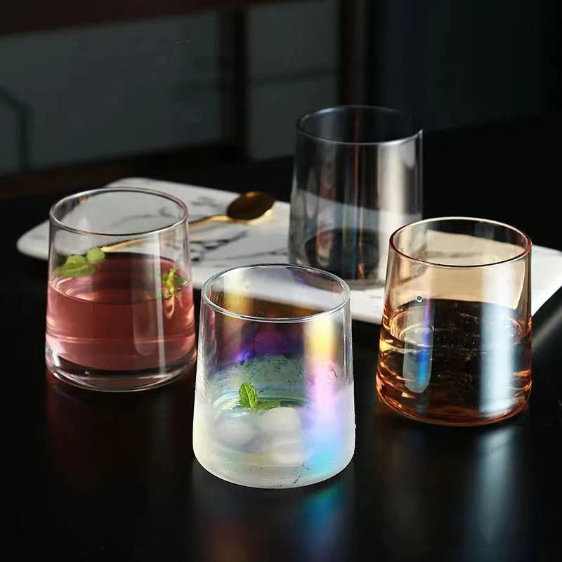 创意炫彩玻璃酒杯简约家用情侣洗漱玻璃口杯酒店玻璃洗漱牙杯批发图