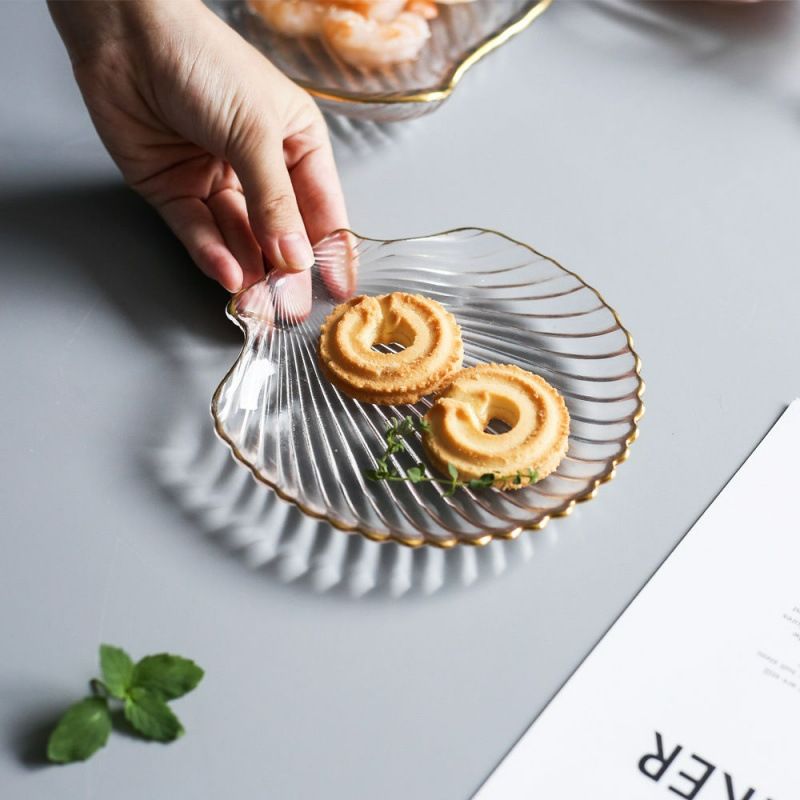 Shell tray, creative fruit plate, living room glass crystal snack plate, small and exquisite Nordic-style ins snacks Item Picture