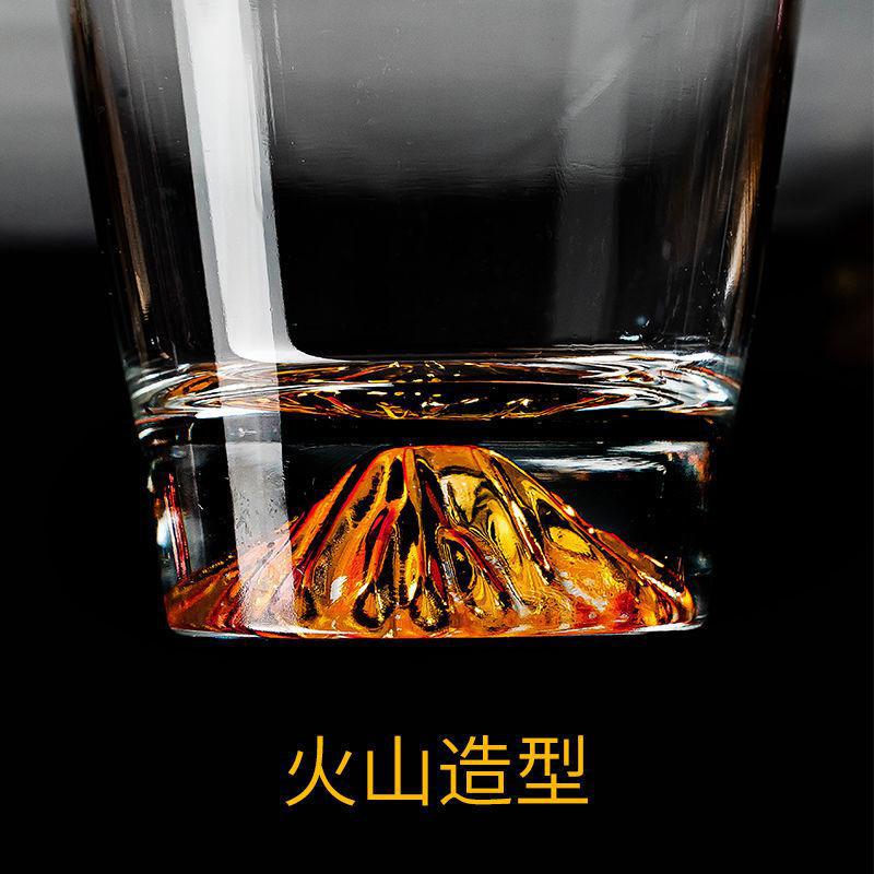 网红日式富士山水杯玻璃杯子ins威士忌雪山杯火山杯客厅家用女详情图2