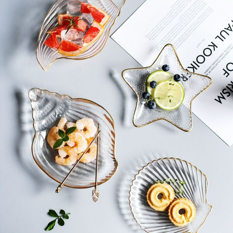Shell tray, creative fruit plate, living room glass crystal snack plate, small and exquisite Nordic-style ins snacks Application Scenario
