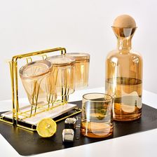 厂家批发创意琥珀玻璃冷水壶杯套装家用凉水壶杯洋酒红酒醒酒壶器