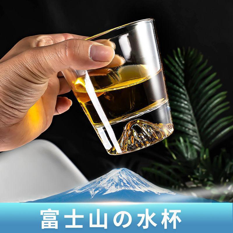 网红日式富士山水杯玻璃杯子ins威士忌雪山杯火山杯客厅家用女详情图1