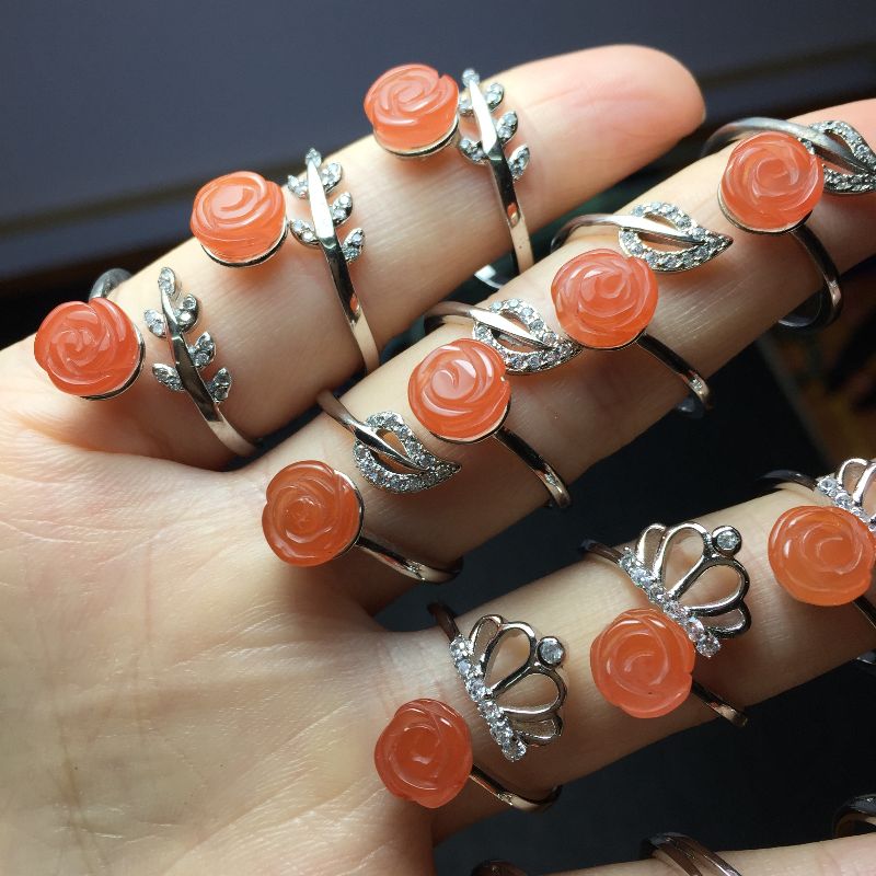 Liangcaijing Jewelry, natural Sichuan Nan Red Cherry Red 925 Silver ring details Picture