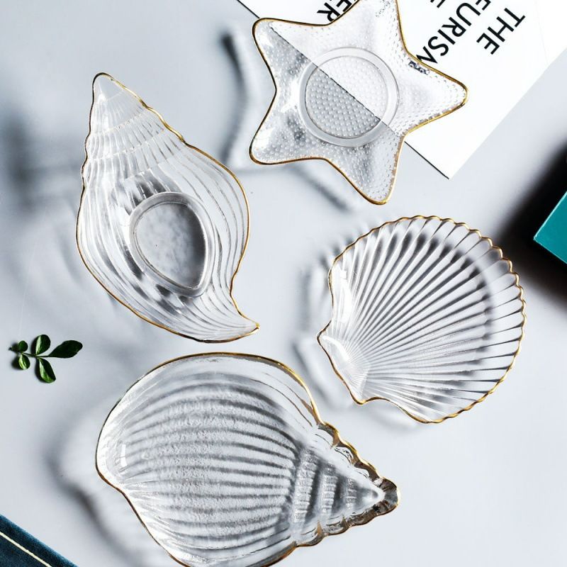 Shell tray, creative fruit plate, living room glass crystal snack plate, small and exquisite Nordic-style ins snacks