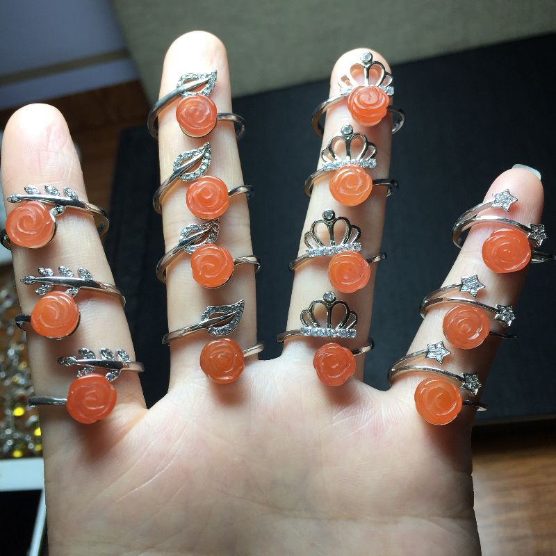 Liangcaijing Jewelry, natural Sichuan Nan Red Cherry Red 925 Silver ring Specification image