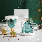 网红高硼硅耐热玻璃日式创意圣诞树杯女子家用隔热防烫双层星愿杯