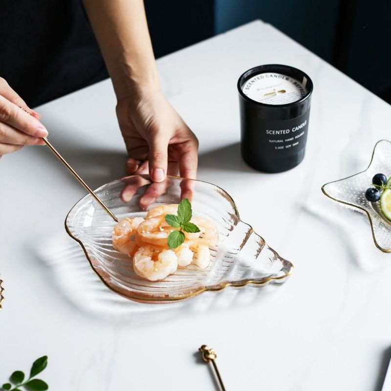 Shell tray, creative fruit plate, living room glass crystal snack plate, small and exquisite Nordic-style ins snacks details Picture